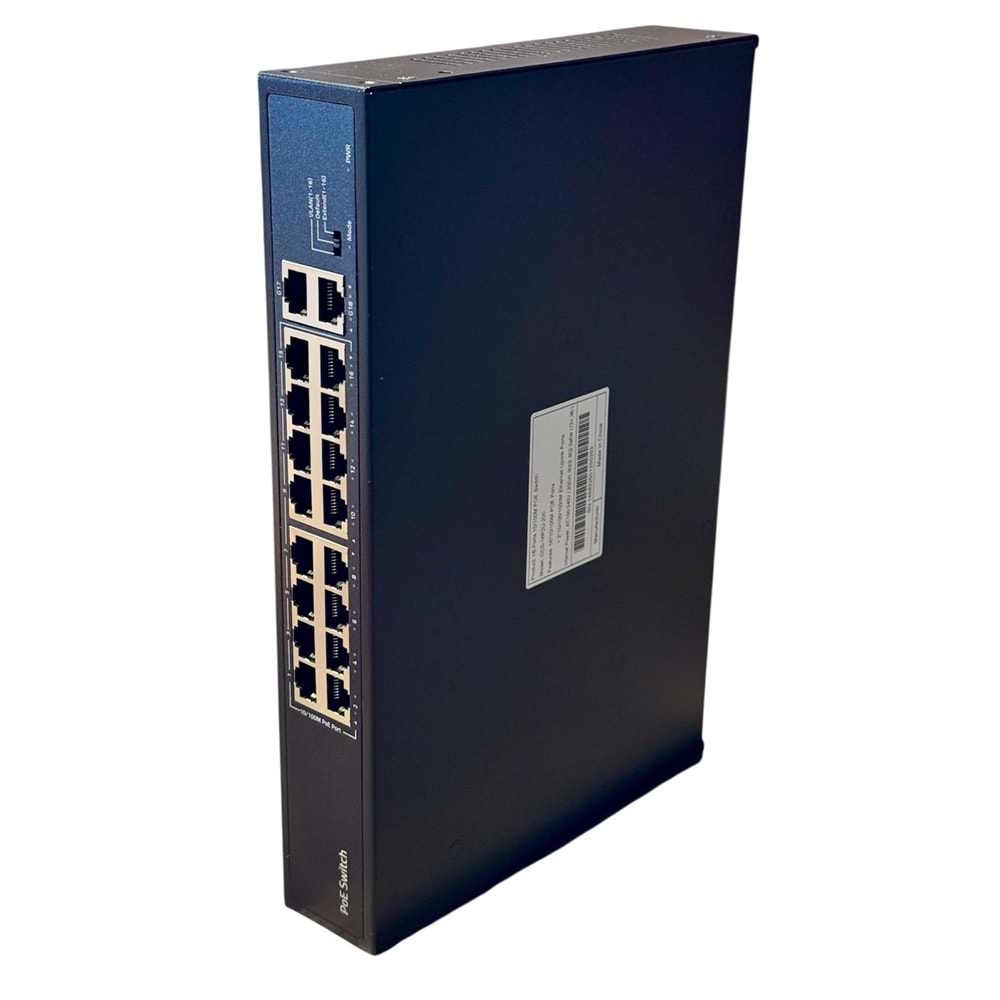 S-GUARD 16P2U-200 SWITCH 16 PORT 10/100MB 2 UPLİNK 10/100/1000MB POE SWITCH