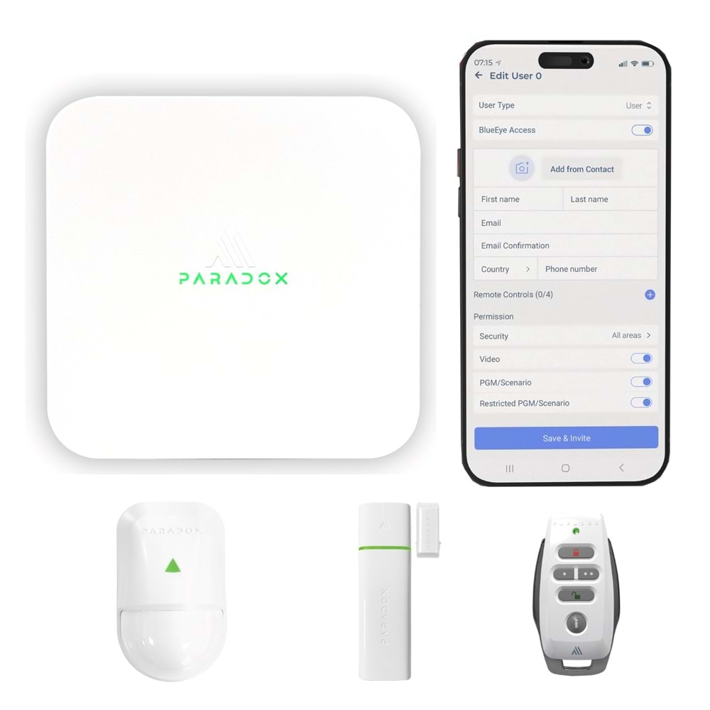 PARADOX M25LTE,PMD5M,DCT2M,REM25M,EG30 HUB CİHAZI HIRSIZ ALARM SET