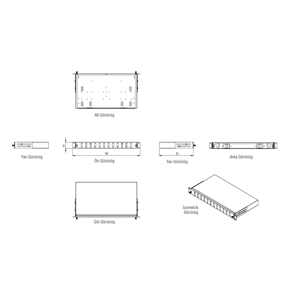 AGER AG-FO01U12SCD-DG-B44-01U 19 INCH FİBER OPTİK PATCH PANEL 12 PORT SC DUBLEX (BY-044 9005 SİYAH)