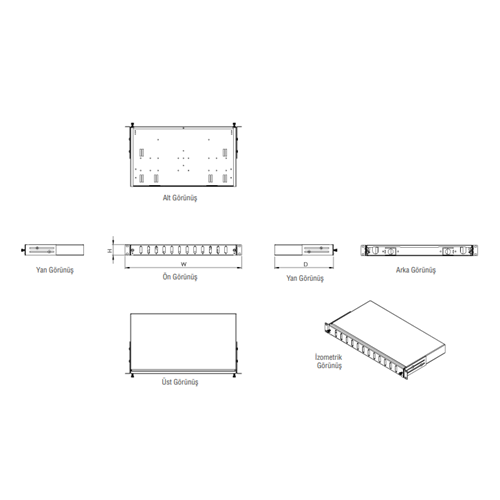 AGER AG-FO01U12SCD-DG-B44-01U 19 INCH FİBER OPTİK PATCH PANEL 12 PORT SC DUBLEX (BY-044 9005 SİYAH)