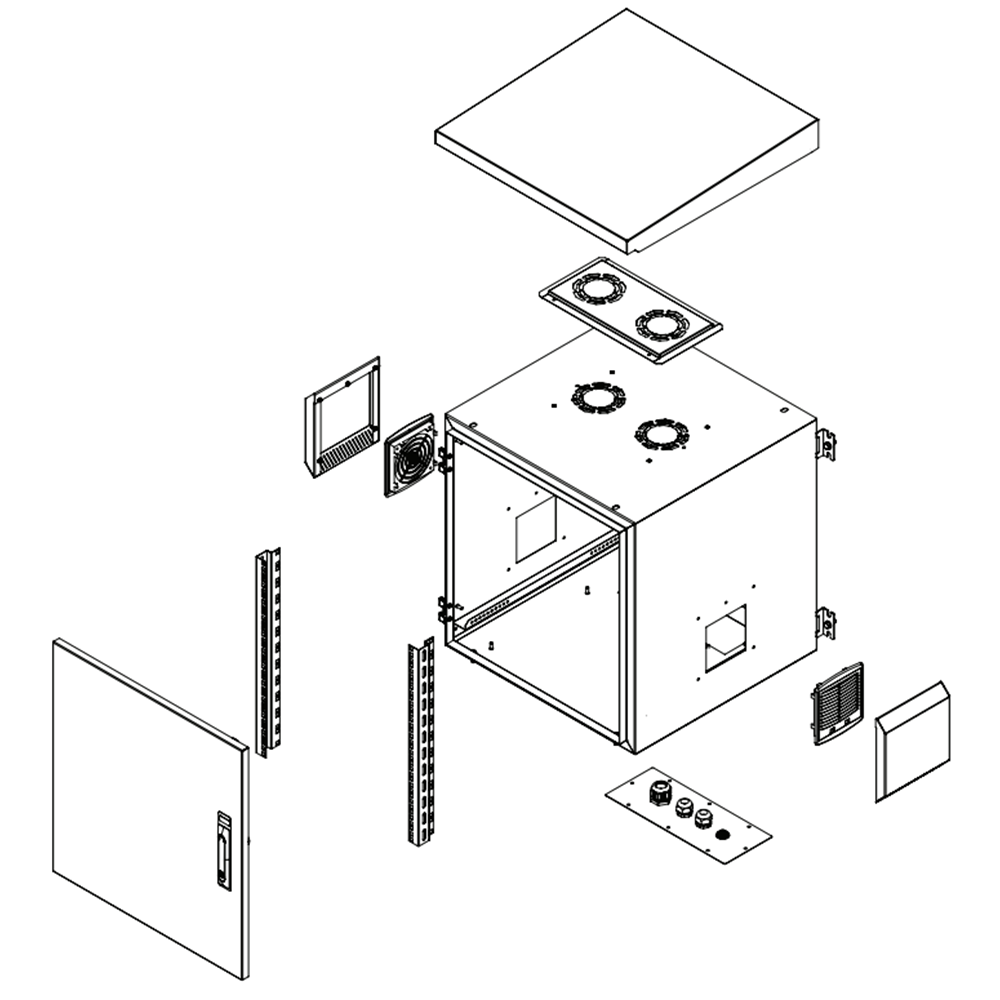 AGER AG-OC09U6045B2-D-A-M1-09U6045 MONTAJLI BASIC OUTDOOR DUVAR TİPİ KABİNET (ÖN METAL KAPAK KELEBEK KİLİTLİ D-B2 7035 DIŞ ORTAM)