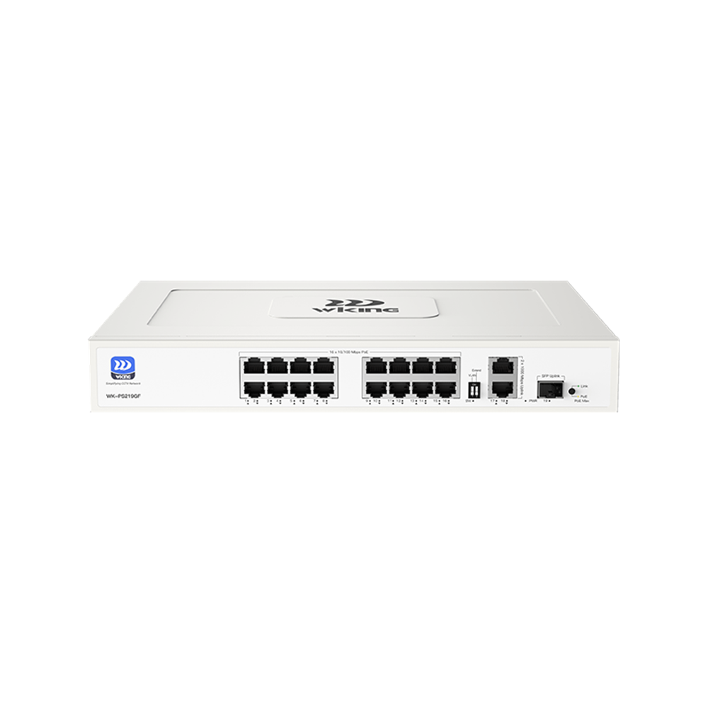 Wİ-TEK WIKING WK-PS219GF 16FE PoE + 2GE Uplink + 1GE SFP Port 190W PoE Switch 16P2U1S