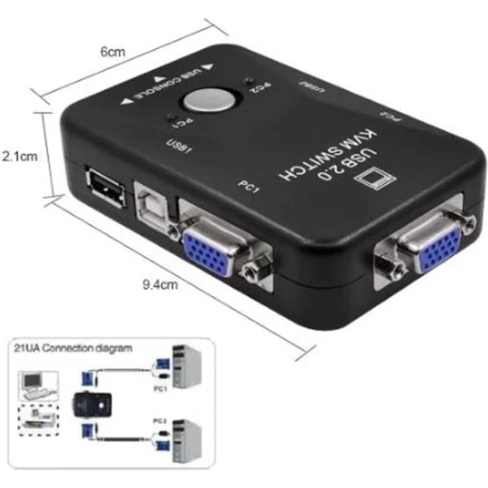 2 Port KVM SWITCH USB 2.0