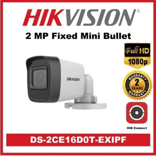 HIKVISION DS-2CE16D0T-EXIPF 1080P 2.8mm 20mt IR HD-TVI BULLET ANALOG KAMERA